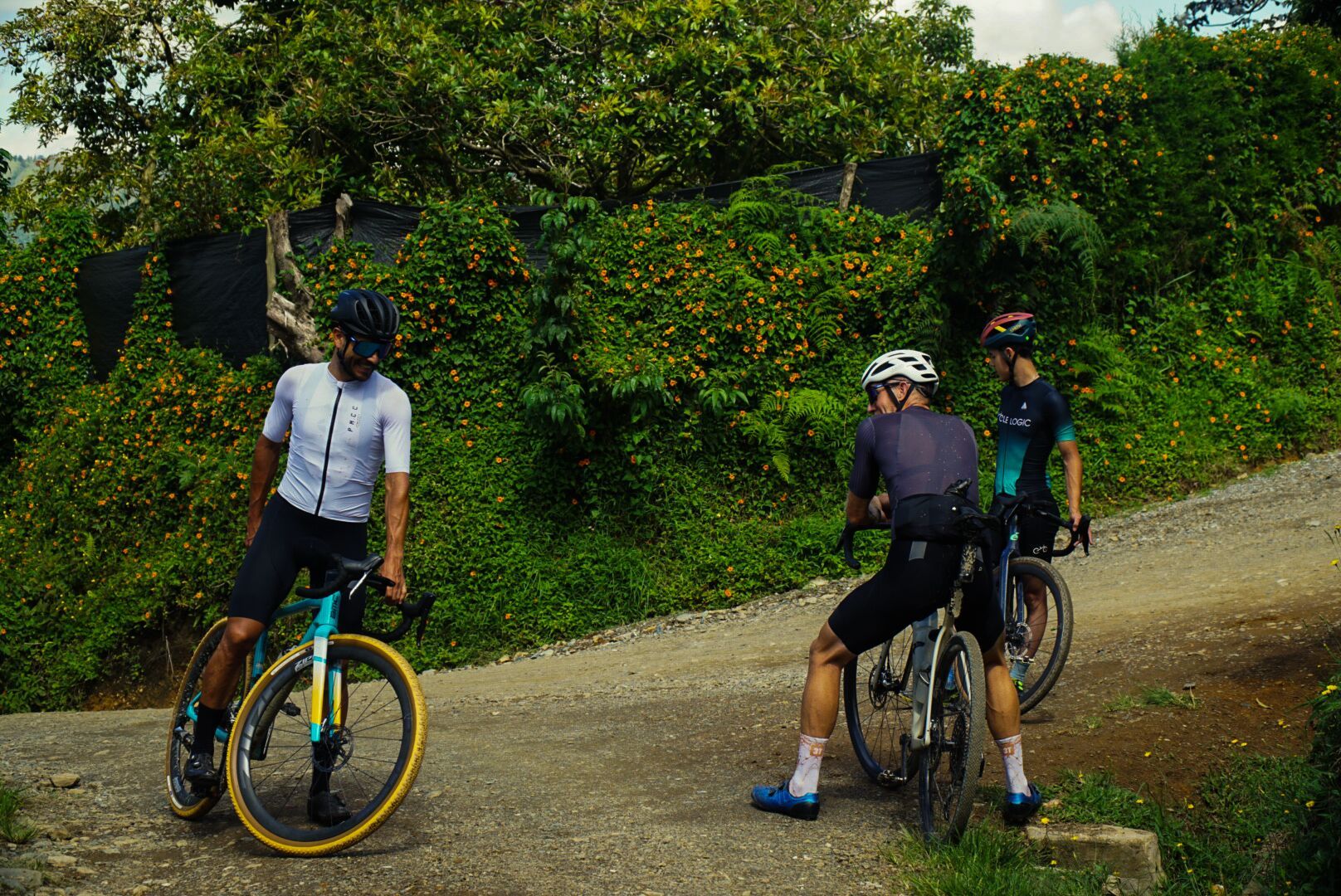 Group riding closed roads in Colombia